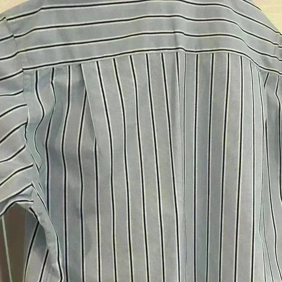 Harry & Sons Blue Striped Button Down Dress Shirt Size 17 34/35 Italian - Picture 5 of 6
